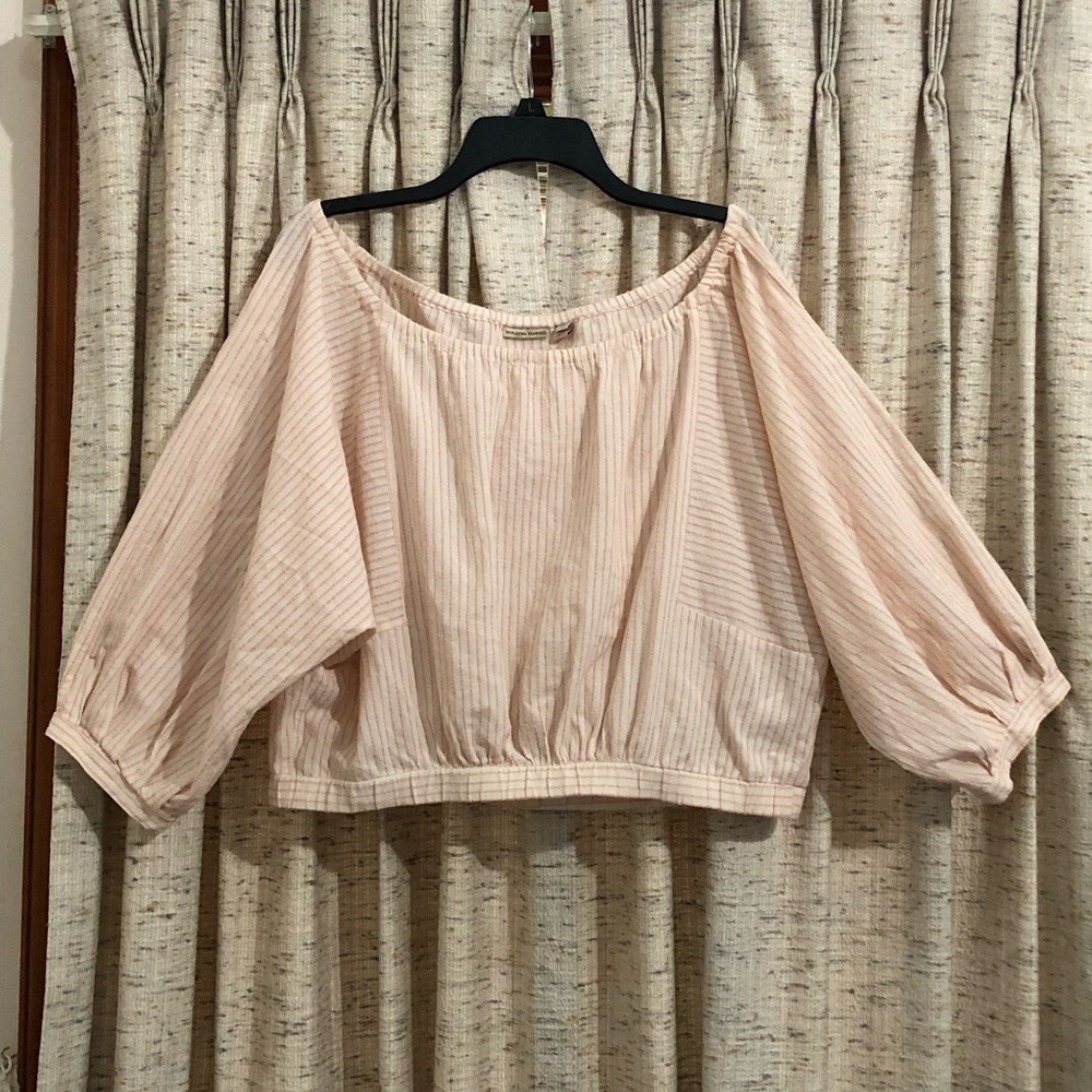 Anthropologie Holding Horses Striped Aria Off the Shoulder Crop Top